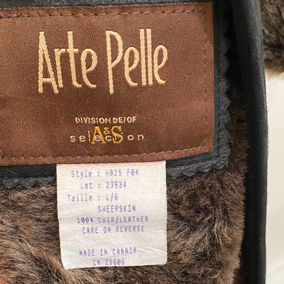 Vintage Arte Pelle 💯 Sheepskin Shearling Long Black Leather Coat, Made in 🇨🇦 - Picture 2 of 16